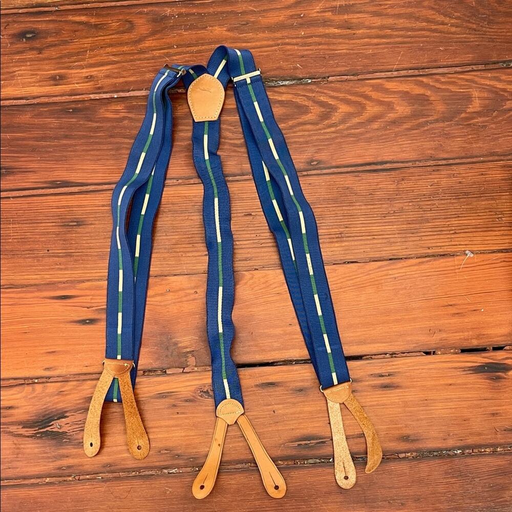 Elastic leather stripe adjustable button suspenders